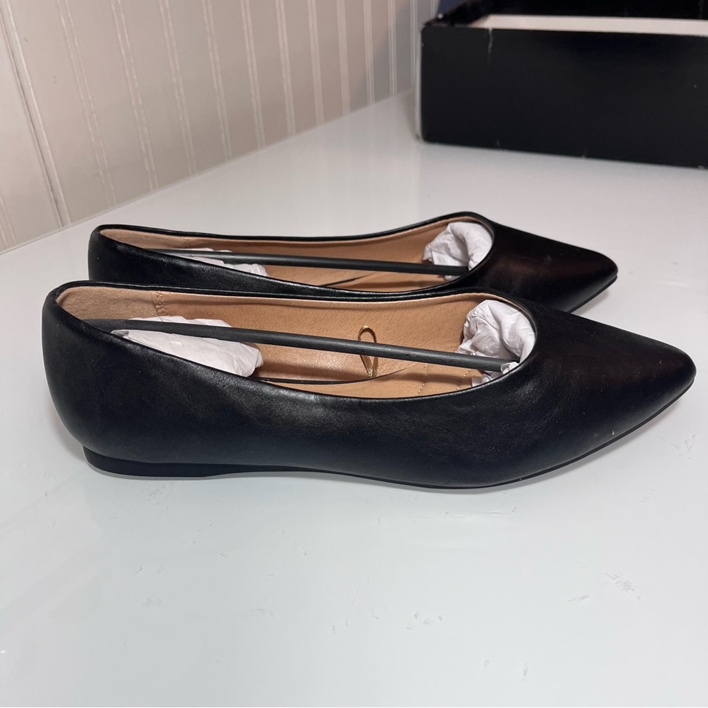 Lane Bryant Black Pointed Toe Dream Cloud Ballet Flats Faux Leather Size 10W New - Picture 11 of 11
